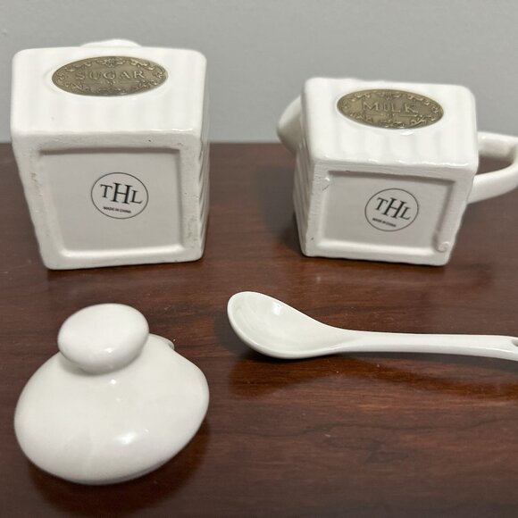 NWOT Mini THL Farmhouse Lattice Cream Pitcher and Sugar Bowl - Picture 2 of 6